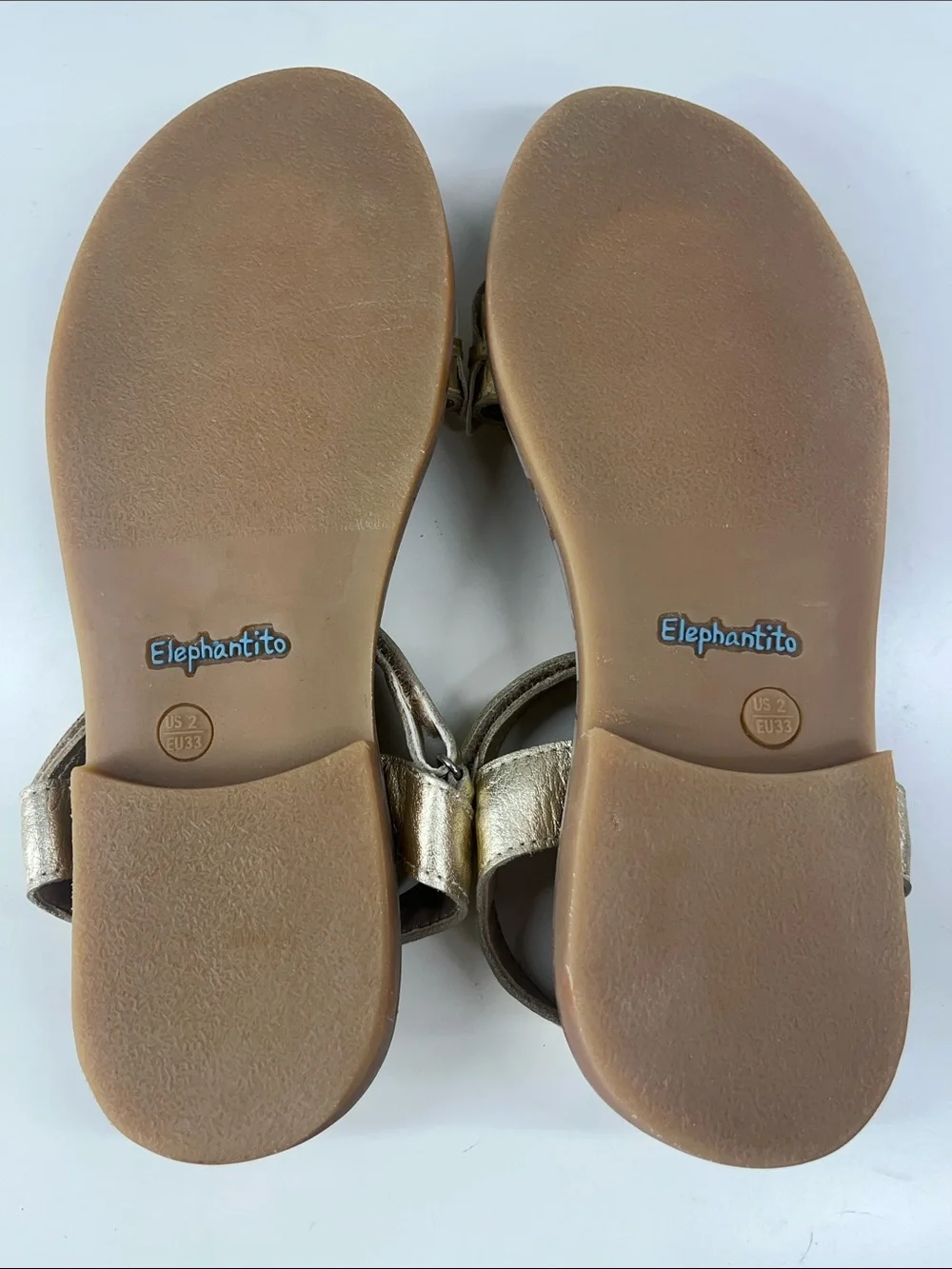New ELEPHANTITO Caro Cuore Kids Heart Sandals in Gold Leather Size 2